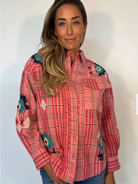 Free People Tops - Free People We The Free Embroidered Sashiko Shirt Size XL